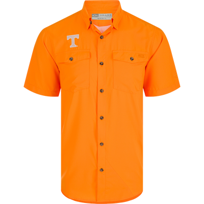 Tennessee Frat Dobby Solid Short Sleeve Shirt: A performance shirt with hidden collar, vented back, and chest pockets.