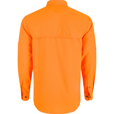 Tennessee Frat Dobby Solid Long Sleeve Shirt, back view, with hidden button-down collar, vented cape back, and two chest pockets.