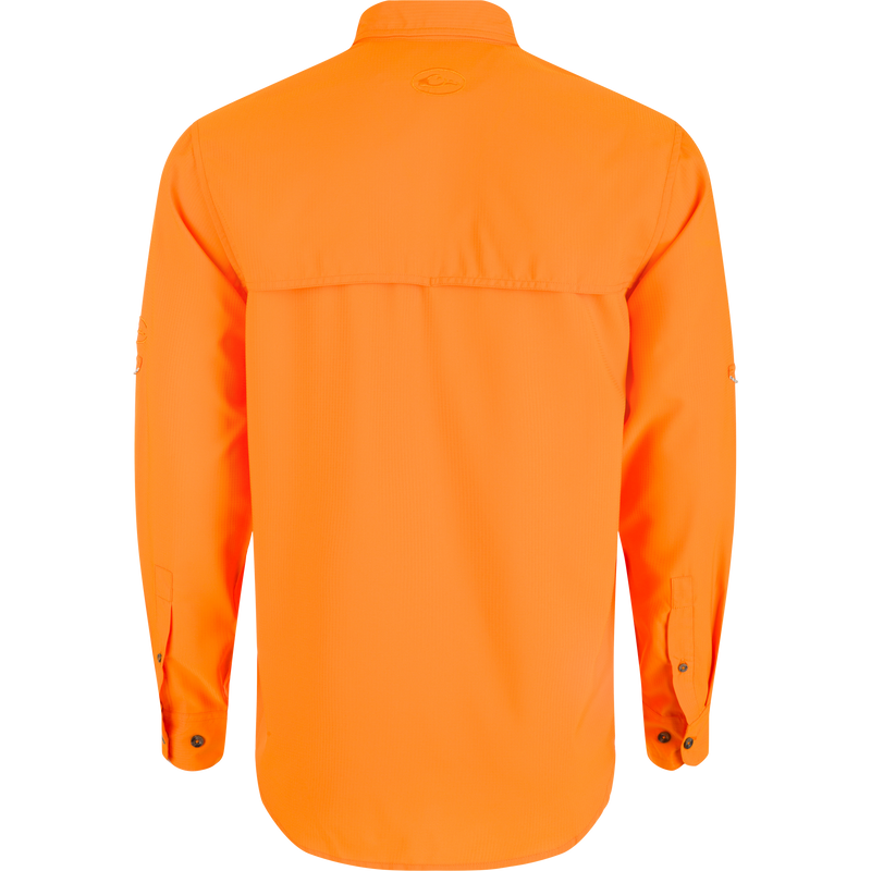 Tennessee Frat Dobby Solid Long Sleeve Shirt, back view, with hidden button-down collar, vented cape back, and two chest pockets.