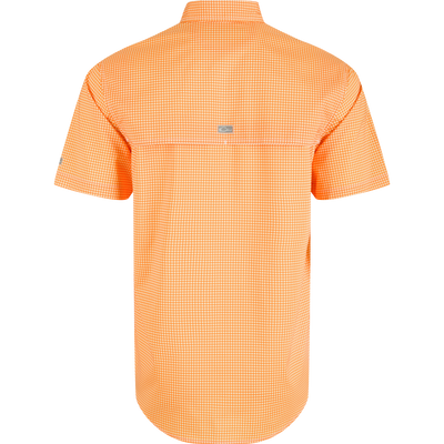 Tennessee Frat Gingham Short Sleeve Shirt, a lightweight, moisture-wicking shirt with UPF30 sun protection and hidden button-down collar.