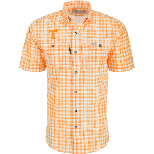 Tennessee Hunter Creek Windowpane Plaid Shirt, lightweight with built-in cooling, UPF30 sun protection, and hidden button-down collar.