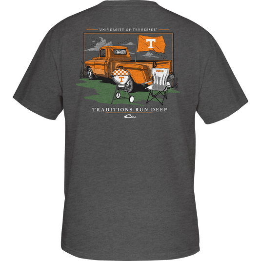 Tennessee Drake Tailgate T-Shirt with truck and chair design