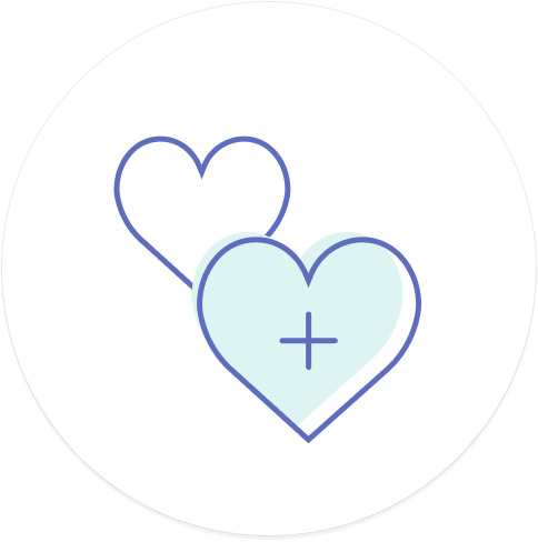 A heart symbol with a plus sign, supporting conservation.