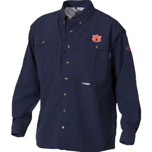 auburn long sleeve dress shirt Cutter & Buck Auburn Tigers Easy Care Stretch Gingham Mens Long Sleeve Button Down Shirt in Charcoal