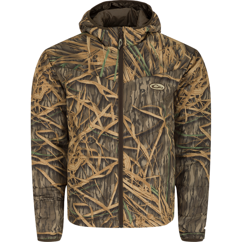 MST Waterfowl Pursuit Synthetic Full Zip Jacket with Hood - A versatile, lightweight jacket for cold hunts or chilly nights. Synthetic down insulation, durable shell fabric, and adjustable waist.