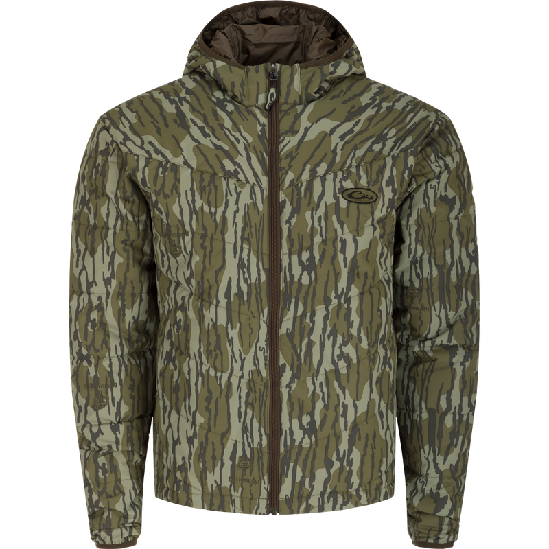 MST Waterfowl Pursuit Synthetic Full Zip Jacket with Hood - A versatile, lightweight jacket with synthetic down insulation. Perfect for cold hunts or chilly nights in camp. Features adjustable waist, insulated hood, and slash pockets.