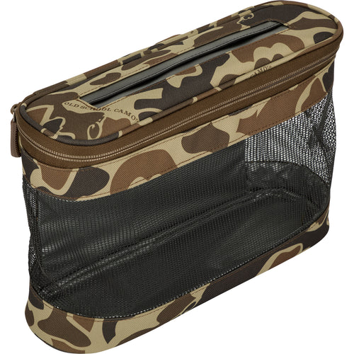 Wingshooter's Shell Boss: A rugged bag with a zipper, perfect for carrying essentials and hydration into the dove field. Features a 12-Can/Bottle cooler compartment, quick-access flap for shells, and a removable mesh game bag. Made with durable PVC-Backed, 100% Polyester HD2™ material. Dimensions: 12