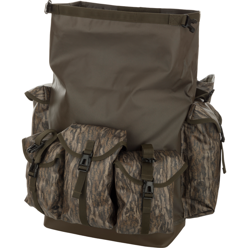 A sturdy Swamp Pack backpack with multiple compartments for hunting gear.