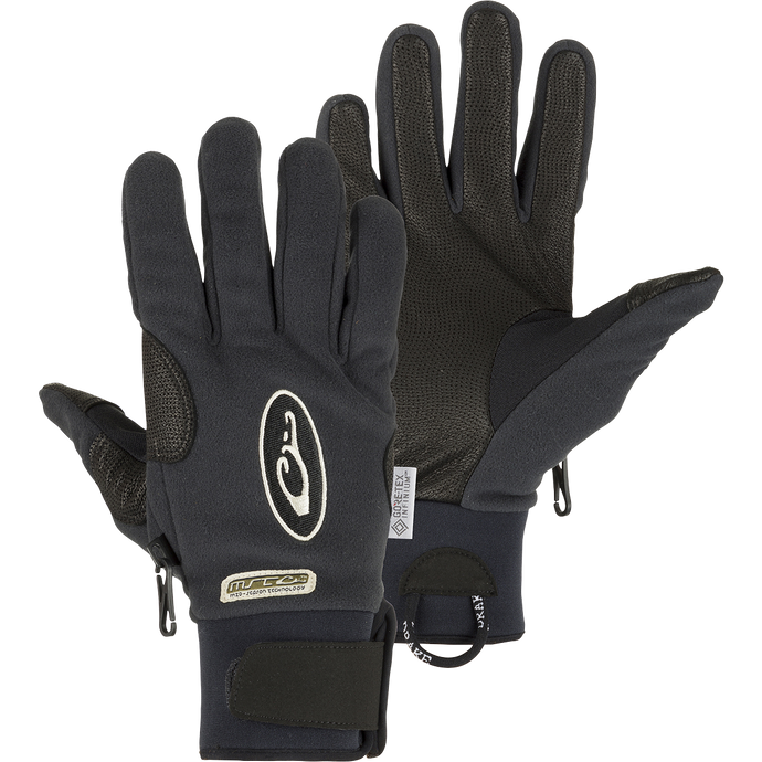 MST Windstopper Fleece Shooter's Gloves: Lightweight, windproof/breathable handwear for winter hunting. Gore-Tex Infinium™ with Windstopper® fleece, microfleece lining, and goatskin leather palm. Adjustable Velcro cuff closure and pull loop assist for easy wear.