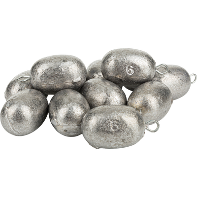 Texas Rig Egg Weights - 12 Pack: Oval and round lead weights in various sizes. Ideal for hunting and fishing. Final Sale.