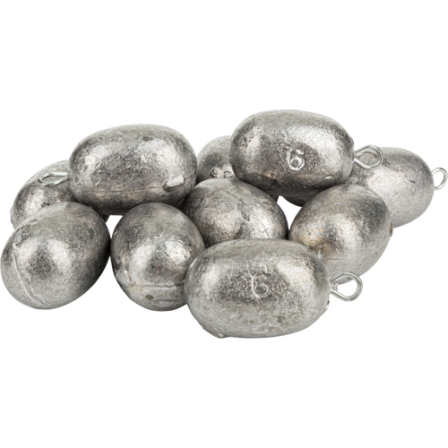 Texas Rig Egg Weights - 12 Pack: Oval and round lead weights in various sizes. Ideal for hunting and fishing. Final Sale.