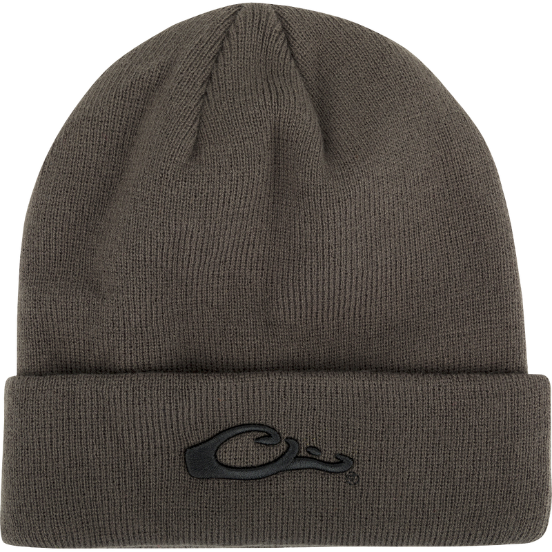 LST Rib-Knit Stocking Cap: A comfortable knit hat with an embroidered Drake 