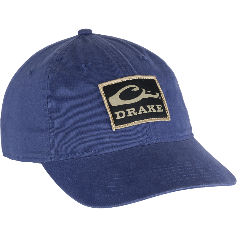 Cotton Twill Patch Cap with low profile and contoured bill. Features brass buckle back strap for a comfy fit.