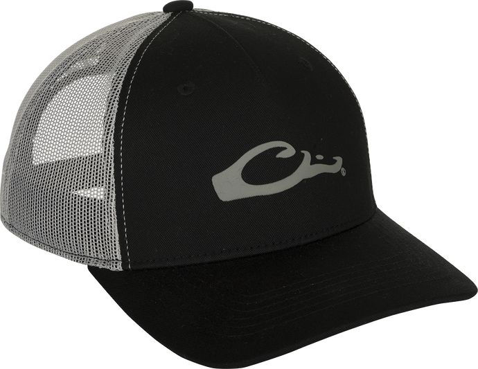Drake 5 Panel Slick Logo Cap - A classic trucker mesh-back hat with a bold Drake head logo. Stylish, breathable, and comfortable for everyday wear.