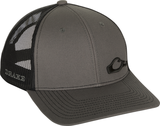 Enid Mesh Back Cap with Drake head logo in lower corner, a classic trucker cap style with 6-panel construction and adjustable snapback.