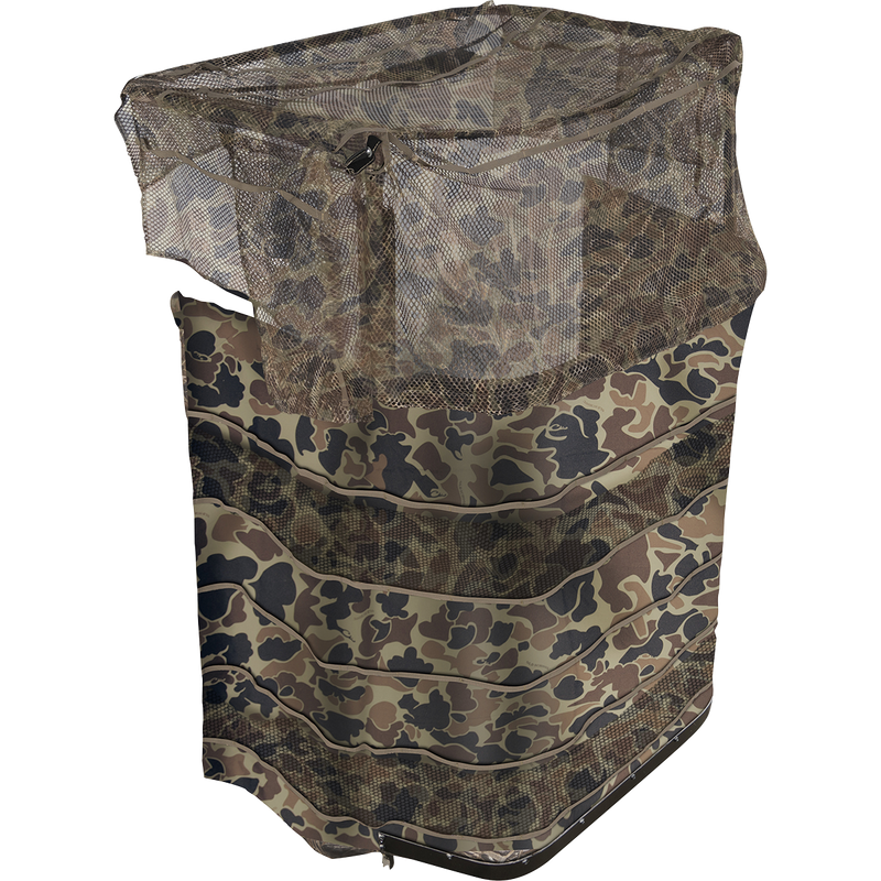 Ghillie One-Man Modular Panel Blind, a camo net bag with a camouflage pattern. Lightweight and versatile for hunting concealment.