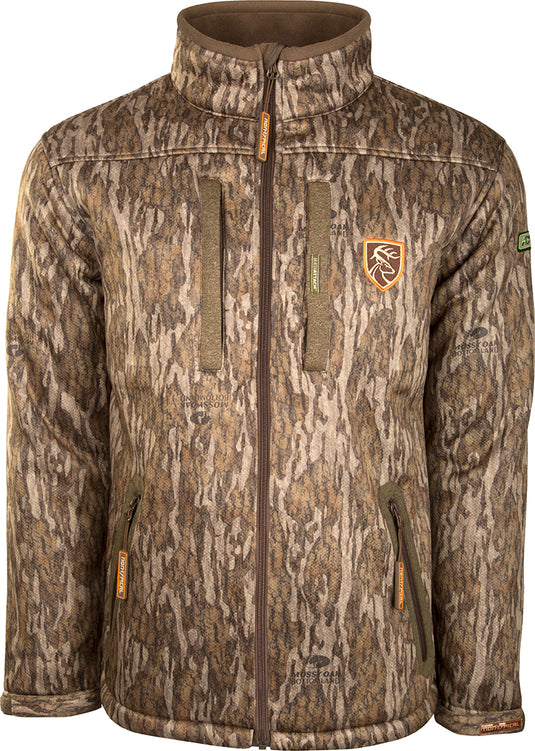 Youth Silencer Full Zip Jacket with camouflage pattern, Agion Active XL scent control, and multiple pockets for hunting gear.