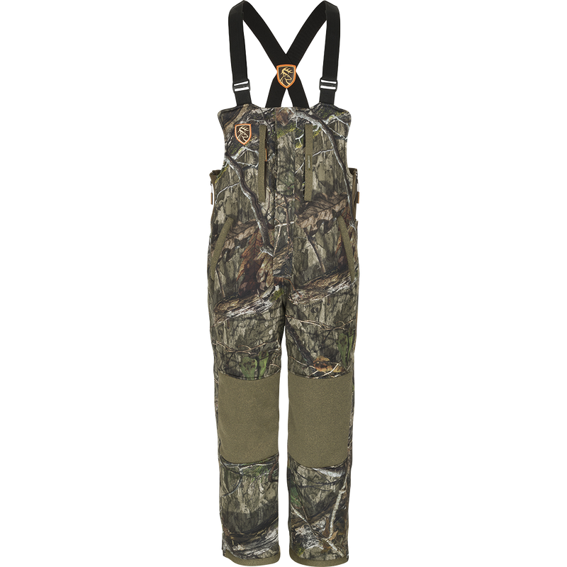 A women's Silencer Bib with adjustable waist and Agion Active XL scent control technology, made of polyester interlock stretch fabric.