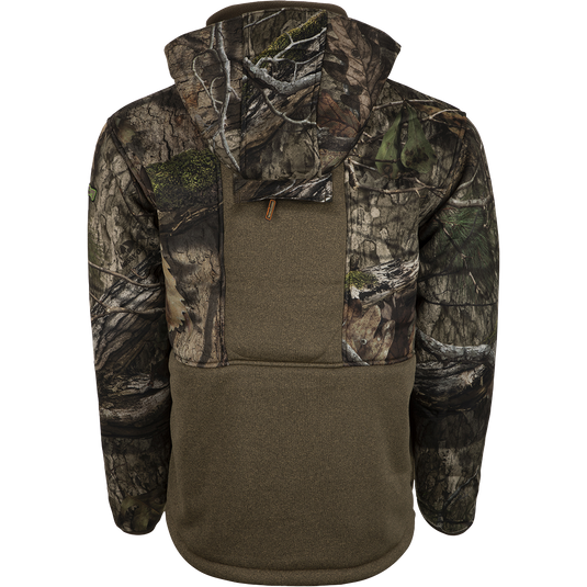 A camouflage jacket with a hood, perfect for late season hunting. Made with durable fabric and features scent control technology, multiple pockets, and fleece lining. Stand Hunter's Silencer Jacket with Agion Active XL.