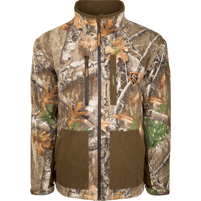 HydroHush Heavyweight Full Zip Jacket with Agion Active XL, a camouflage jacket for staying warm and dry during outdoor activities.