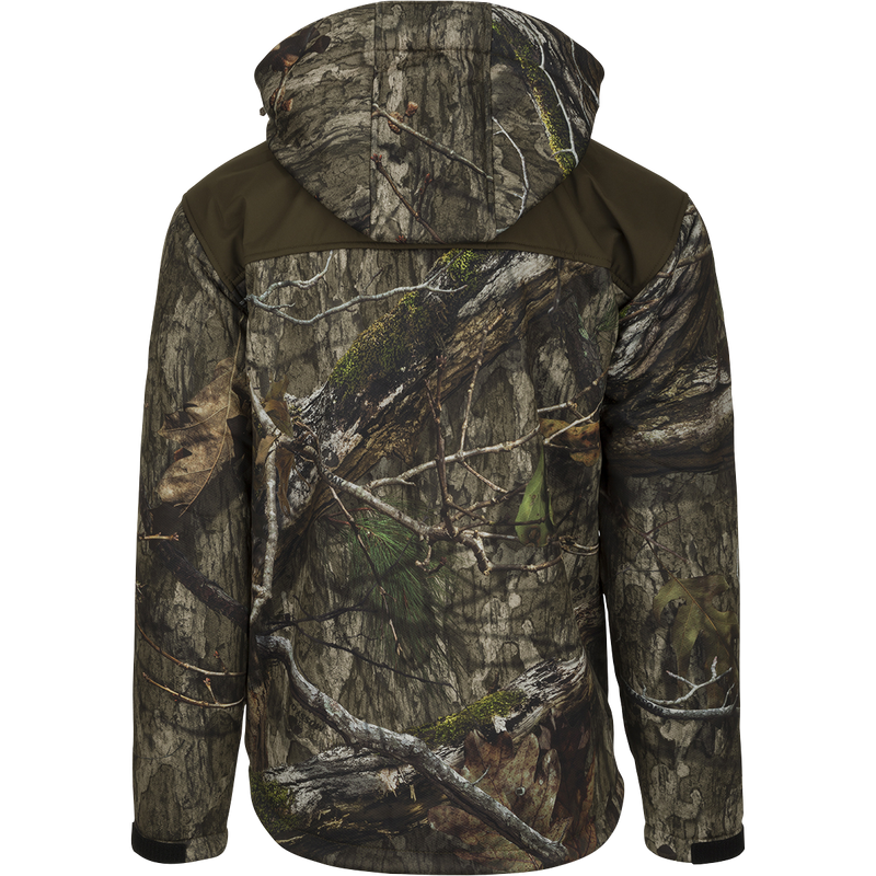 The back of Standstill Windproof Jacket with Agion Active XL™. Perfect for late season hunting, this heavy-weight jacket features a camouflage pattern and durable fabric. Stay warm and protected against cold winds with this versatile jacket.