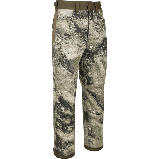 A pair of Standstill Windproof Pants with Agion Active XL®, perfect for late-season hunts. Soft, quiet, and durable fabric. Features adjustable waist and cuffs, multiple pockets. Ideal for harsh cold and winds.