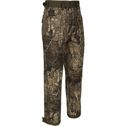 A pair of Standstill Windproof Pants with Agion Active XL®, perfect for late-season hunts. Soft, quiet, and durable fabric protects against cold and wind. Adjustable waist and cuffs. Slash, cargo, and rear pockets. Final Sale.