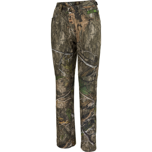 A pair of Women's Endurance Jean Cut Pants with Agion Active XL, made of camouflage fabric.