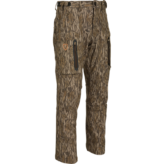 A pair of Pursuit Tech Stretch Pants with Agion Active XL® for cool to cold days afield. Durable 100% polyester bonded fleece fabric with 4-way stretch. Zippered hip vents for heat regulation. Strategically placed zippered pockets for easy access. Lightweight Early-Mid Season big game pant.