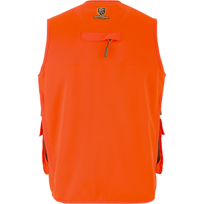 A fully functional youth Blaze Orange Vest with Agion Active XL®. Features vertical chest pockets, a front load game bag, and a large rear zippered pass-through storage pocket. Side entry fleece-lined hand warmer pockets for frigid days.