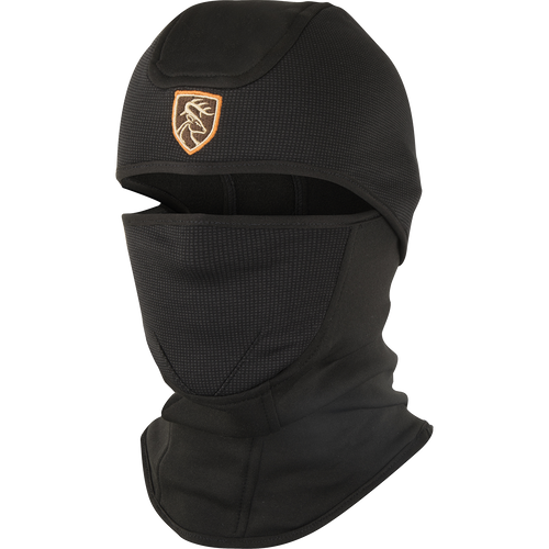 A black ski mask with a logo, offering full concealment and comfort in the field. Made with soft, high-stretch fabric. Balaclava with Agion Active XL.