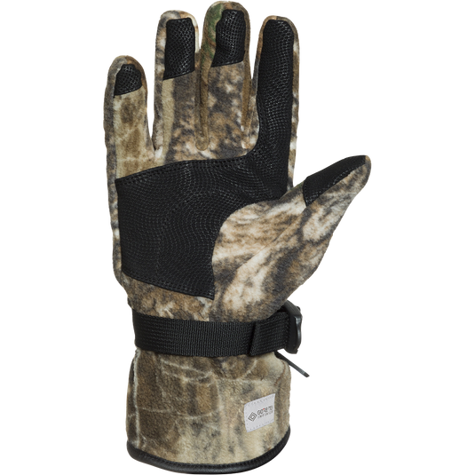 Non-Typical MST Windstopper Fleece Camo Shooter's Gloves with a black band and neoprene cuff, providing windproof protection for your hands in harsh winter weather.