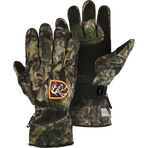 Non-Typical MST Windstopper Fleece Camo Shooter's Gloves, perfect for winter hunting. Windproof, neoprene cuff for cold protection.