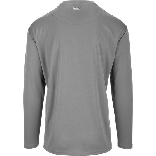 A versatile Performance Mesh Crew shirt with built-in stretch, UPF 50 sun protection, and moisture-wicking fabric. Features thumbholes for added sleeve protection and a square hem for tucking or untucking. Perfect for outdoor enthusiasts.