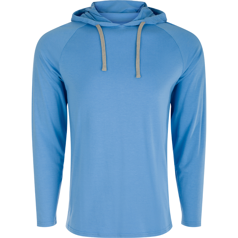 Bamboo Long Sleeve Hoodie with drawstring hood and soft, breathable fabric. Lightweight, moisture-wicking, and quick-drying.