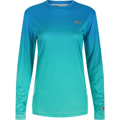 Women's Performance Ombre Dot Crew - A highly efficient, lightweight shirt with cooling, UPF 50, moisture-wicking, and quick-drying technologies. Perfect for water, beach, or any performance activity.