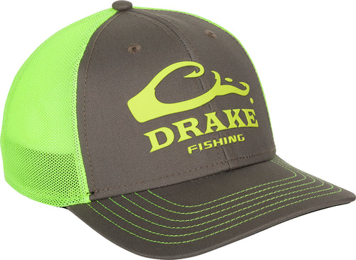 A DPF Stretch Fit Cap with a logo on it, providing comfort and sun protection during summer on the water.