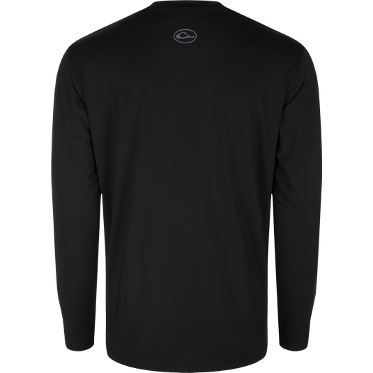 Performance Long Sleeve Crew Solid - A lightweight, moisture-wicking, and quick-drying black shirt with built-in cooling and UPF 50 sun protection. Ideal for outdoor activities like hunting and fishing.