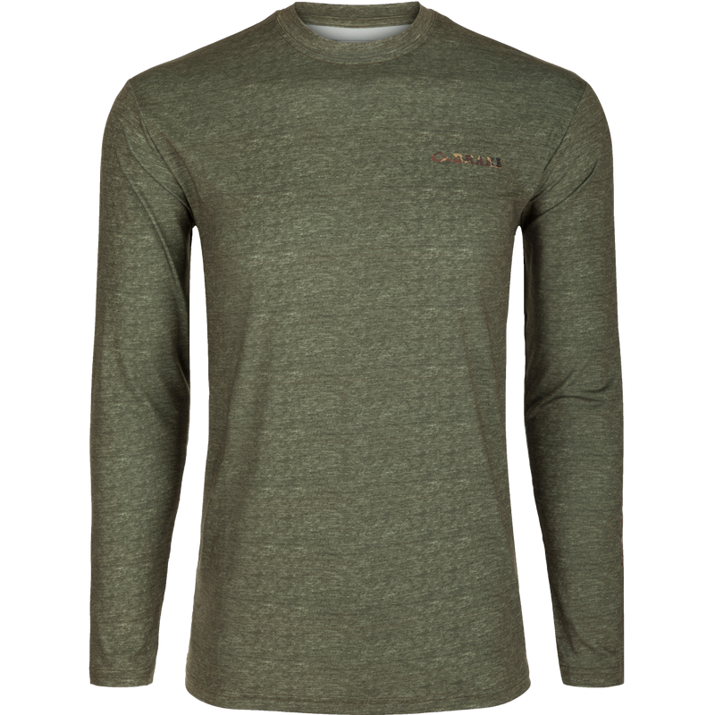 A lightweight, high-performance crew shirt for all weather conditions. Features include Built-In Cooling, UPF 50, Moisture Wicking, Breathable Stretch, and Quick Drying. Perfect for hunting, fishing, or any outdoor activity.