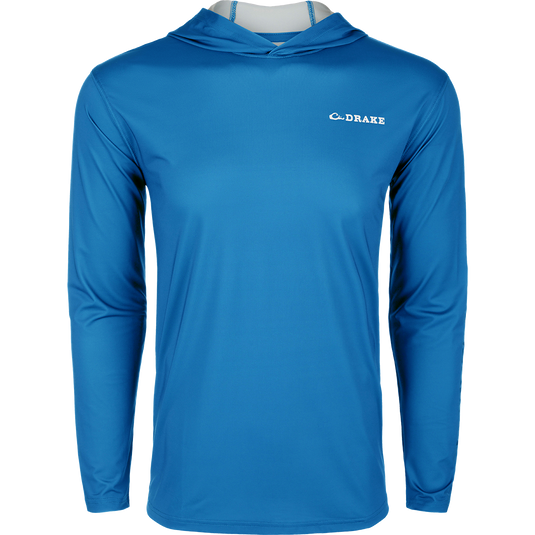 Performance Long Sleeve Hoodie Solid, a versatile garment with Built-In Cooling, UPF 50, Moisture Wicking, Breathable Stretch, and Quick Drying. Lightweight and perfect for all weather conditions.