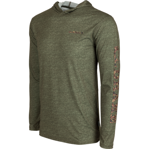 A versatile Performance Hoodie with exceptional functionality. Lightweight fabric with Built-In Cooling, UPF 50, Moisture Wicking, and Quick Drying. Features include a 3-piece Hood and Breathable Stretch. Perfect for hunting, fishing, and outdoor activities.