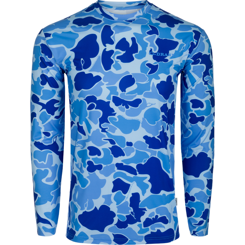Youth Performance Crew L/S: A lightweight, breathable shirt with built-in cooling and moisture-wicking features. UPF 50 sun protection for year-round wear. Old School Camo print.