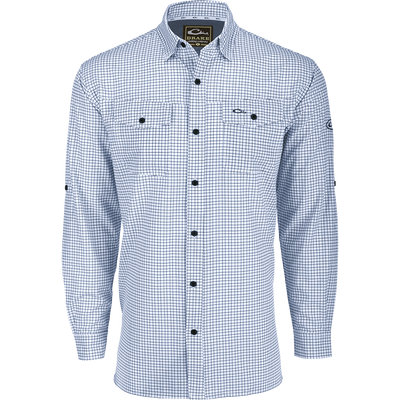 Traveler's Mini Grid Long Sleeve Shirt: Four Way Stretch, lightweight, breathable fabric for ultimate comfort and freedom of movement. Perfect for the man on the go.