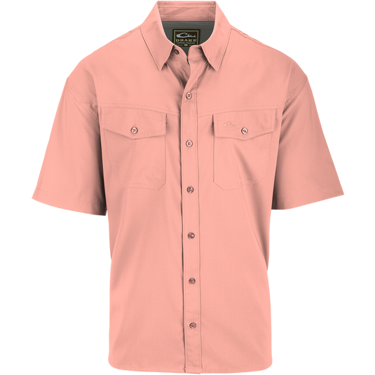 Traveler's Solid Dobby Button-Down Short Sleeve Shirt Traveler's Solid Dobby Button-Down Short Sleeve Shirt