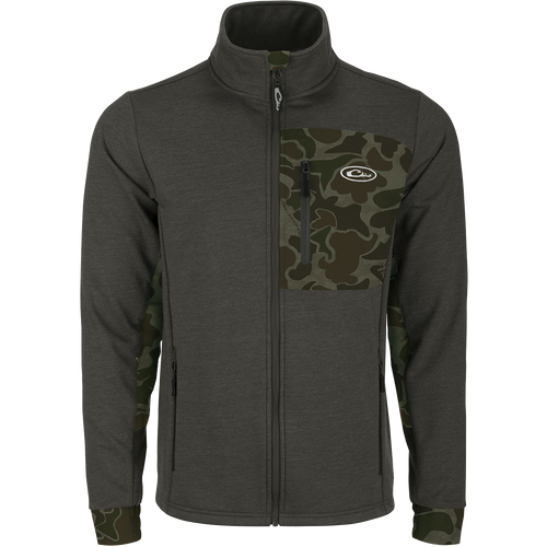 Hybrid Windproof Jacket: Mid-weight, windproof jacket with two-tone design and functional left chest pocket. Perfect for cool fall days and nights.