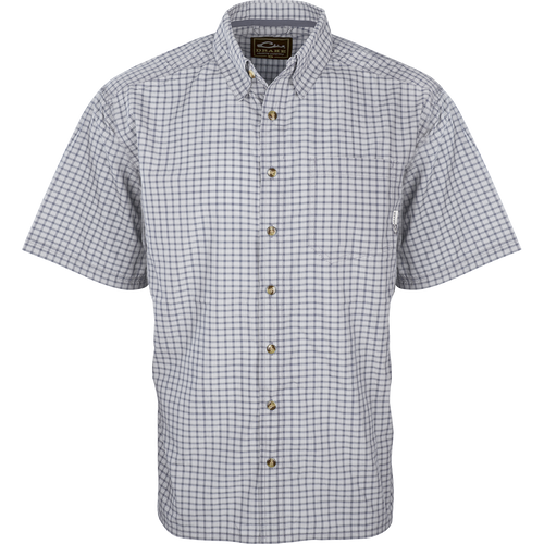 Featherlite Check Shirt: Lightweight, breathable shirt with hidden button downs and a left chest pocket. Perfect for hot summer days.