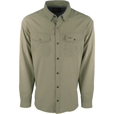 A lightweight, wrinkle-resistant Traveler's Check Shirt L/S with moisture-wicking fabric and two chest pockets with button flaps. Ideal for the man on the go, offering freedom of movement and ultimate comfort.