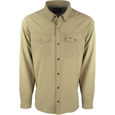 A lightweight, wrinkle-resistant Traveler's Check Shirt L/S with four-way stretch for freedom of movement. Moisture-wicking and breathable, perfect for the man on the go.