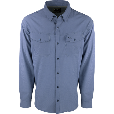 A lightweight, wrinkle-resistant Traveler's Check Shirt L/S with four-way stretch for freedom of movement. Moisture-wicking and breathable, perfect for the man on the go. Two chest pockets with button flaps.