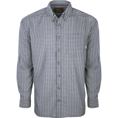 FeatherLite Check Shirt L/S: Lightweight, breathable shirt with a checkered pattern. Quick-drying and moisture-wicking fabric keeps you cool and comfortable. Left chest pocket, hidden button-down collar, and locker loop.